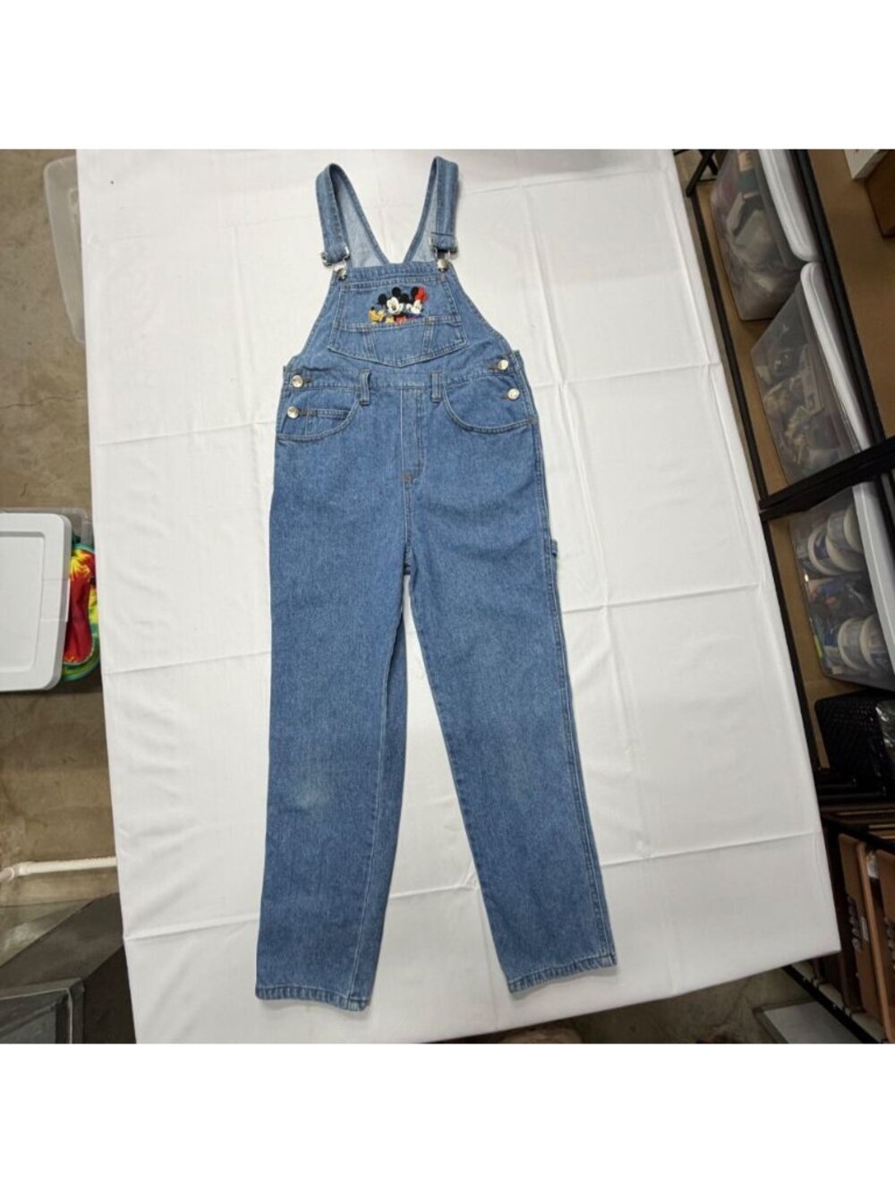 Disney Mickey's Stuff for Kids vtg overalls size 12 denim mickey minnie pluto